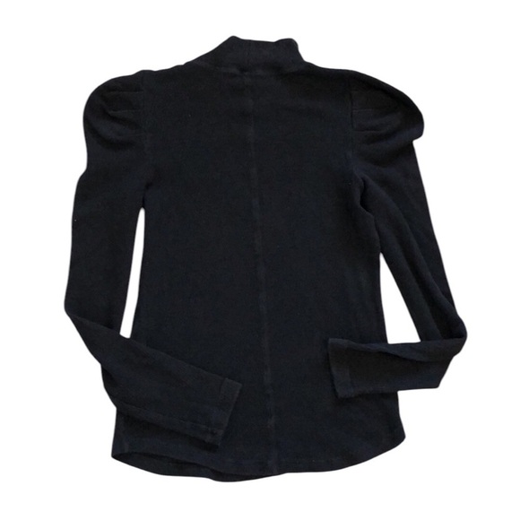 Free People Womens Long Sleeve Top Sz L Black Puff Sleeve Layer Basic Goth Easy - Picture 5 of 8